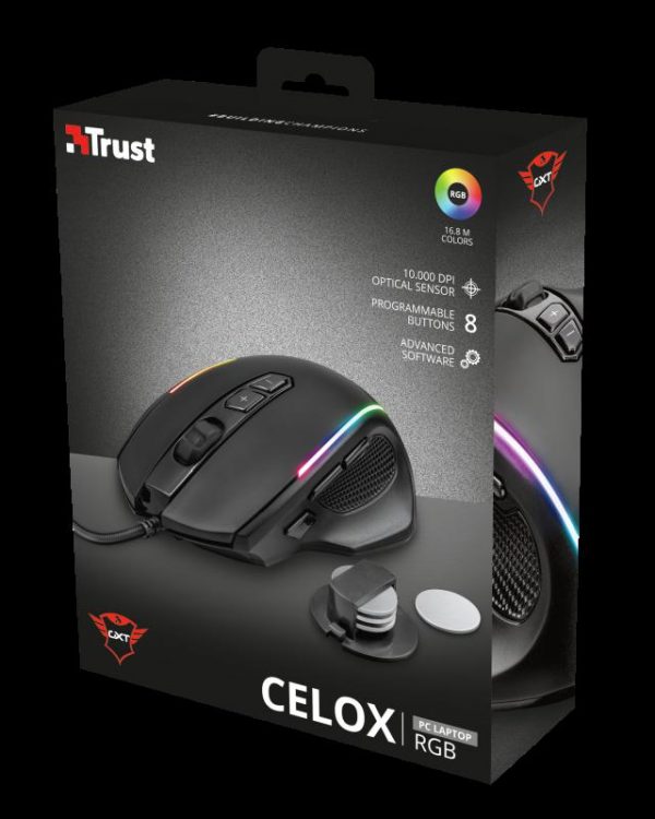 Mouse Trust GXT 165 Celox, RGB Gaming, negru - RealShopIT.Ro