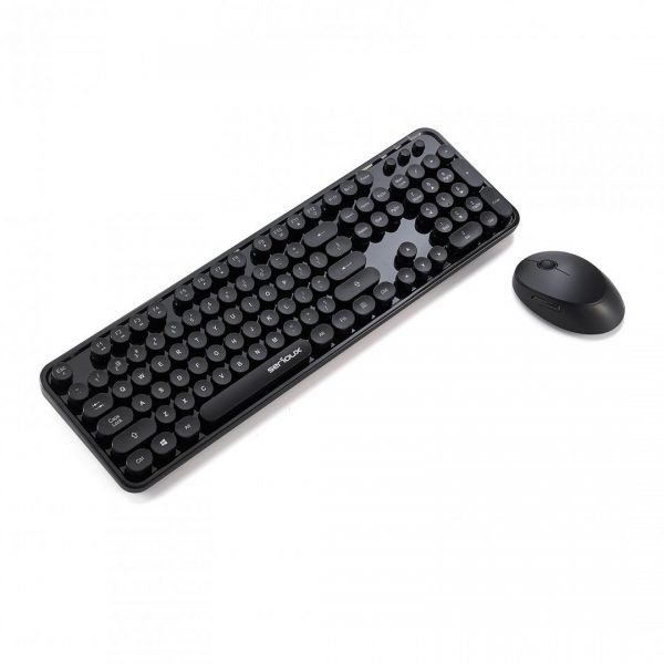 Kit tastatura + mouse Serioux Retro dark 9900BK, wireless 2.4GHz, - RealShopIT.Ro