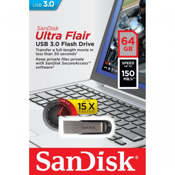 Memorie USB Flash Drive SanDisk Ultra Flair, 64GB, USB 3.0 - RealShopIT.Ro