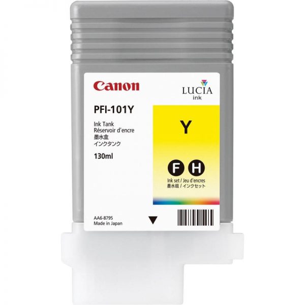 Cartus cerneala Canon PFI-101Y, yellow, capacitate 130ml, pentru CanoniPF5X00, iPF6100 - RealShopIT.Ro