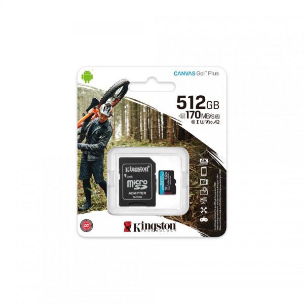 Card de Memorie MicroSD Kingston Canvas GO Plus, 512GB, Adaptor - RealShopIT.Ro