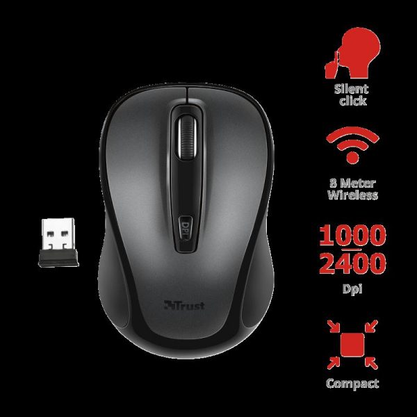 Mouse Trust Siero Silent Click, Wireless, negru - RealShopIT.Ro