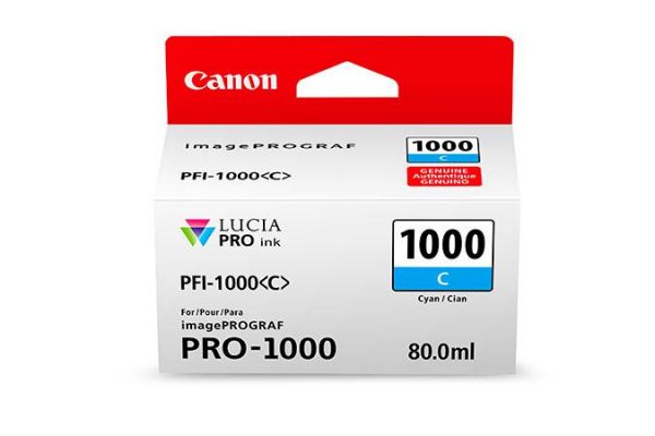 Cartus cerneala Canon PFI-1000C , cyan, capacitate 80ml, pentru Canon - RealShopIT.Ro