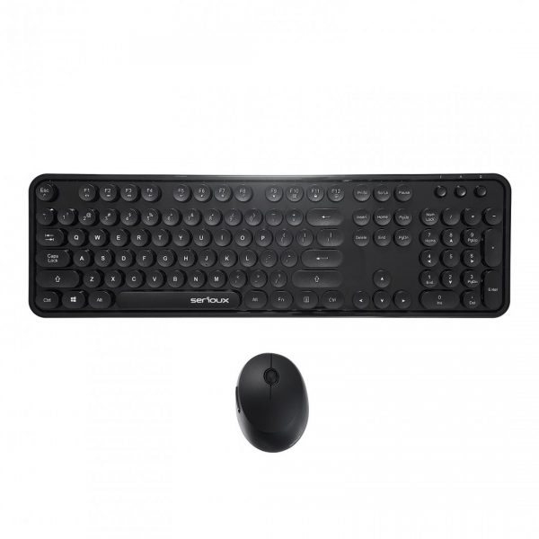 Kit tastatura + mouse Serioux Retro dark 9900BK, wireless 2.4GHz, - RealShopIT.Ro