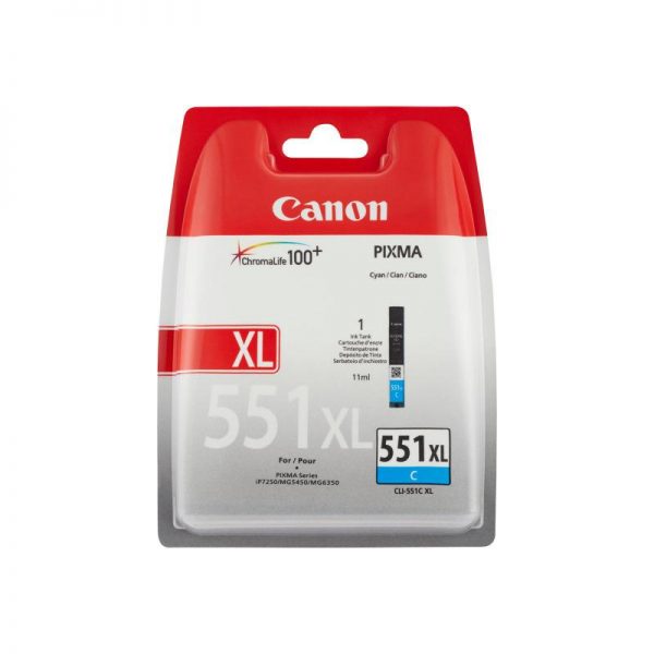 Cartus cerneala Canon CLI-551XL, cyan, capacitate 11ml, pentru Canon Pixma - RealShopIT.Ro