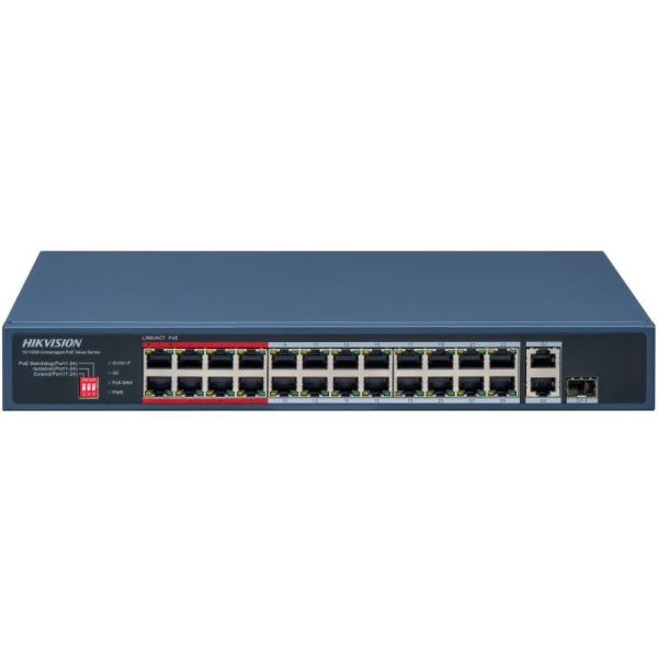 Switch Hikvision DS-3E0326P-E/M(C); 24 Port Fast Ethernet Unmanaged POE Switch - RealShopIT.Ro