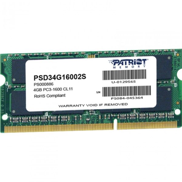 Memorie RAM notebook Patriot, SODIMM, DDR3, 4GB, CL11,1600Mhz - RealShopIT.Ro
