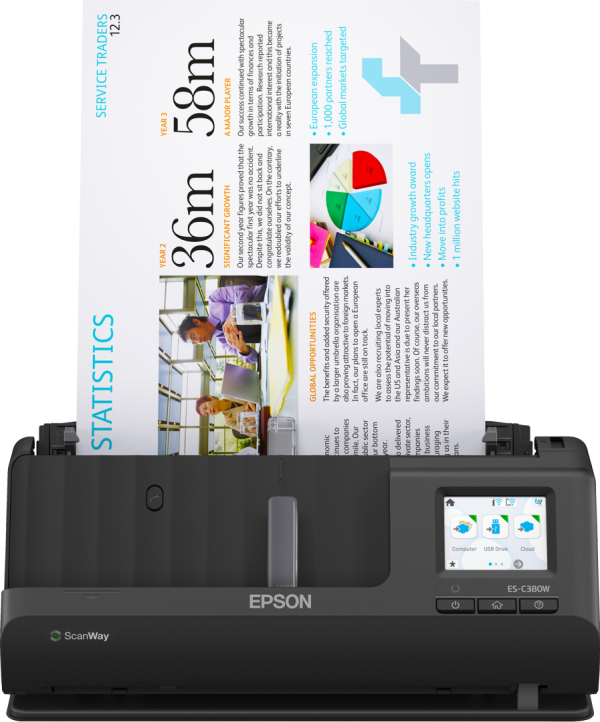 EPSON ES-C380W A4 Compact Network Sheetfed Scanner, PC-FREE scan, Rezolutie - RealShopIT.Ro