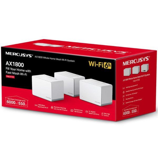 Mercusys AX1800 Whole Home Wi-Fi system HALO H70X(3-PACK),wi-fi 6 Dual-Band, - RealShopIT.Ro
