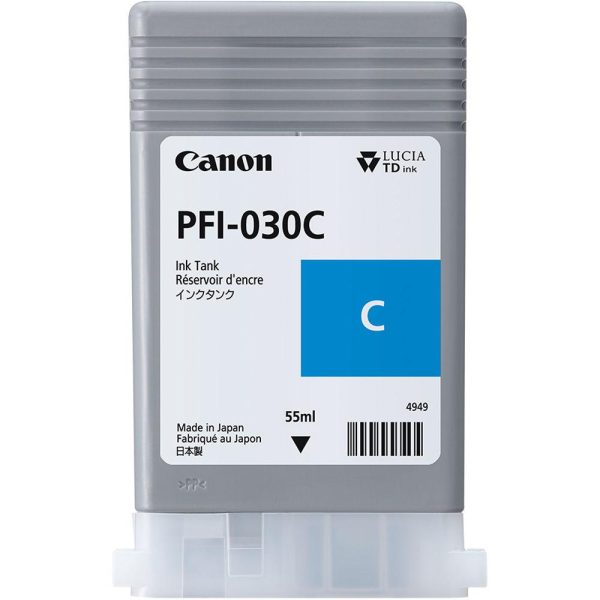 Cartus cerneala Canon PFI-030C, Cyan, capacitate 55ml, pentru Canon imagePROGRAF - RealShopIT.Ro
