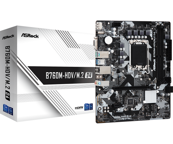 Placa de baza Asrock B760M-HDV/M.2 DDR4, 2x DDR4 - RealShopIT.Ro