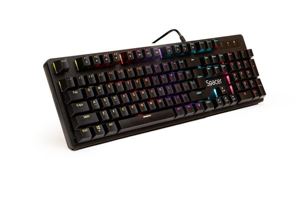 Tastatura Spacer WARRIOR cu fir, USB, switch-uri mecanice albastre, 50 - RealShopIT.Ro