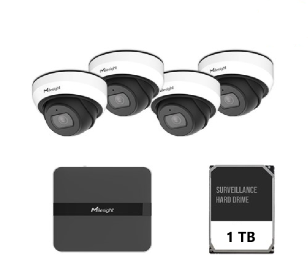 Kit supraveghere video Milesight 4 buc camera Dome MS-C2973-PD + - RealShopIT.Ro