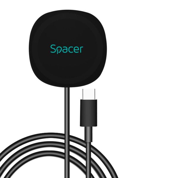 Incarcator wireless Spacer, Quick Charge 15W Qi, conector Type-C, rol - RealShopIT.Ro