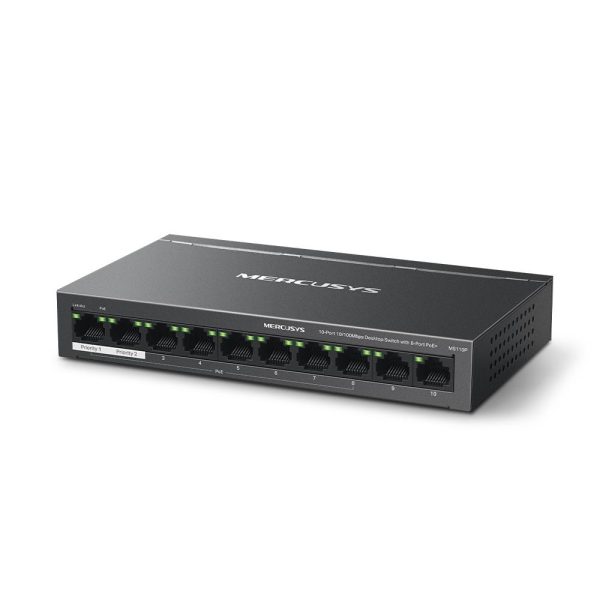 MERCUSYS DESKTOP SWITCH 10PORT MS110P POE, Interfata: 10× 10/100 - RealShopIT.Ro