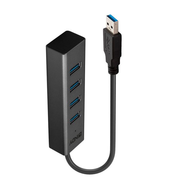 Hub USB Lindy LY-43324, 4 Port, USB 3.0, negru - RealShopIT.Ro