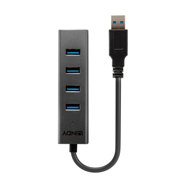 Hub USB Lindy LY-43324, 4 Port, USB 3.0, negru - RealShopIT.Ro