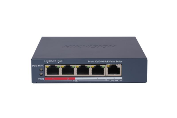 Switch PoE Hikvision DS-3E1105P-EI/M: 4 × 10/100 Mbps PoE port,1 - RealShopIT.Ro