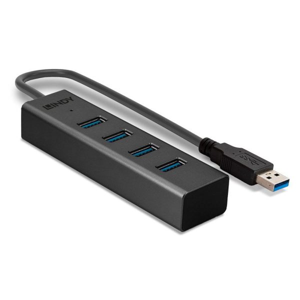 Hub USB Lindy LY-43324, 4 Port, USB 3.0, negru - RealShopIT.Ro