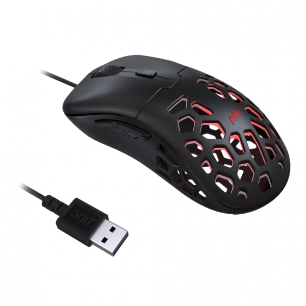 Mouse AOC GM510B, ergonomic, USB 2.0, 16000DPI, 6 butoane, RGB, - RealShopIT.Ro
