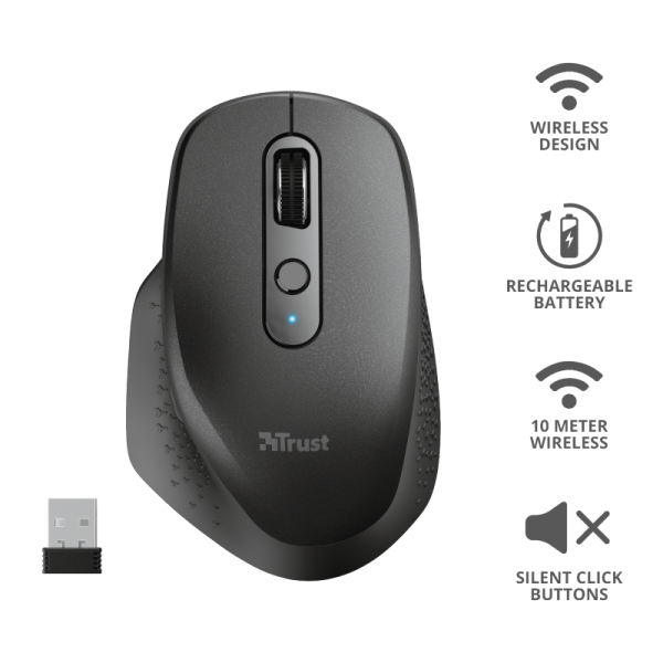 Mouse Trust Ozaa, Rechargeable Wireless, negru - RealShopIT.Ro